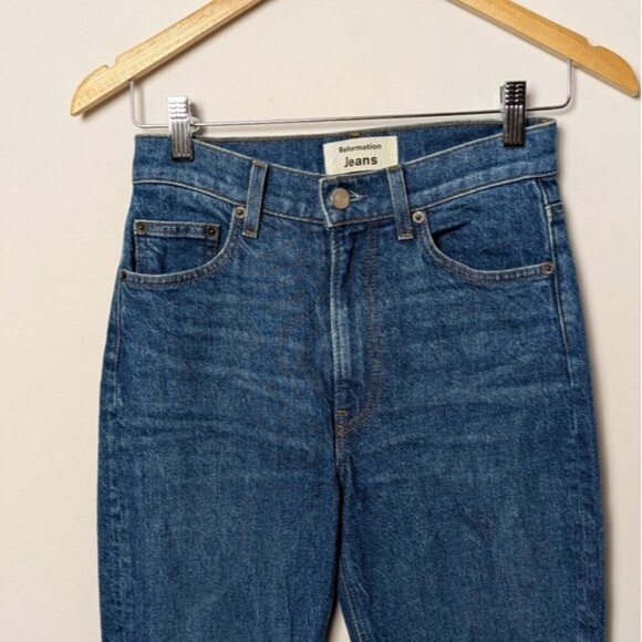 REFORMATION Cindy Bootleg / Peyton Flare Wide Leg Jeans La Jolla Blue 24 - Picture 8 of 11